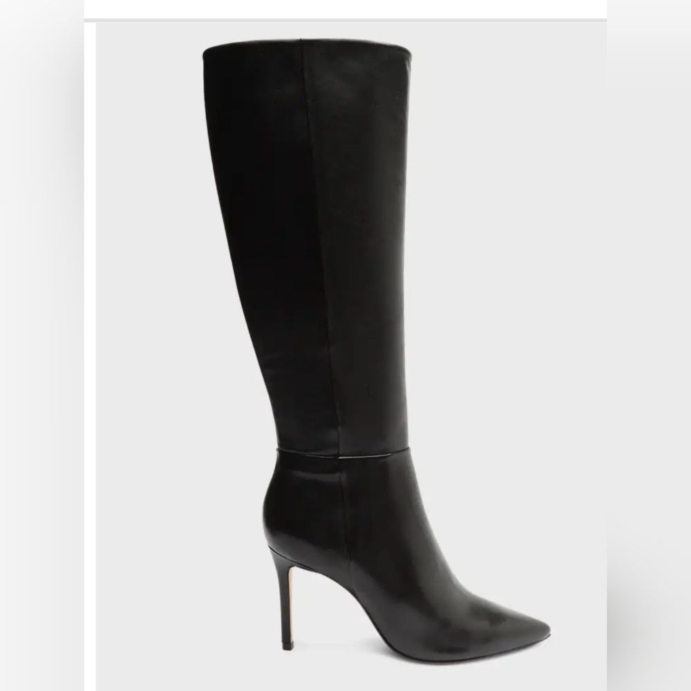 Schutz Magalli Knee-High Leather Boots Black